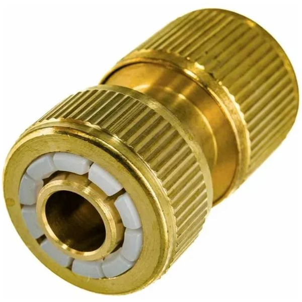 Соединитель латунный быстросъемный для шланга 1/2", аквастоп// Palisad