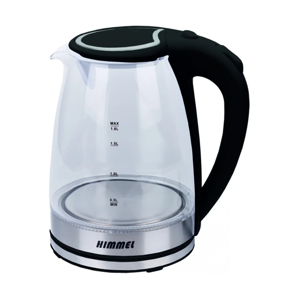 Чайник электрический HIMMEL KB-1018, 1,8 л, 1500 Вт, закрытый нагревательный элемент, стекло пластик
