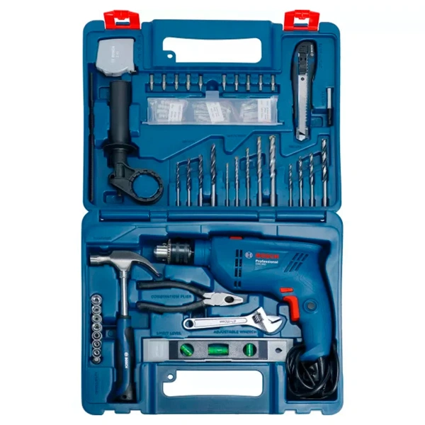 Дрель ударная BOSCH GSB 600 + Набор остнастки (100 пр.) + Чемодан