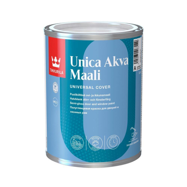 Краска для окон и дверей UNICA AKVA MAALI A п/гл 0,9л