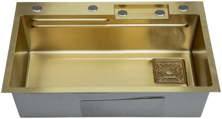 Мойка врезная 750х450х225 в комплекте смеситель водопад Q-LINE GOLD