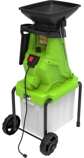Измельчитель садовый электрический Greenworks Арт. 2208007, 220 В, 2800W с контейнером