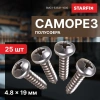 Саморез 4.8х19 мм полусф. головка, острый, нерж.сталь (А2), DIN 7981 (25 шт в зип-локе) STARFIX