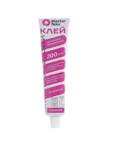 Клей каучуковый Жидкие Гвозди MasterTeks ProfiMaster 200 кг/м2 сверхпрочный 80 гр прозрачный