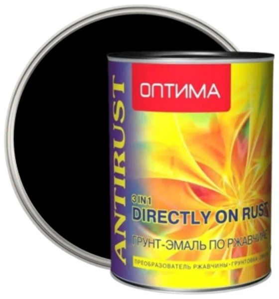 Грунт эмаль по ржавчине 3в1 черная 2.6кг Оптима_(8750)